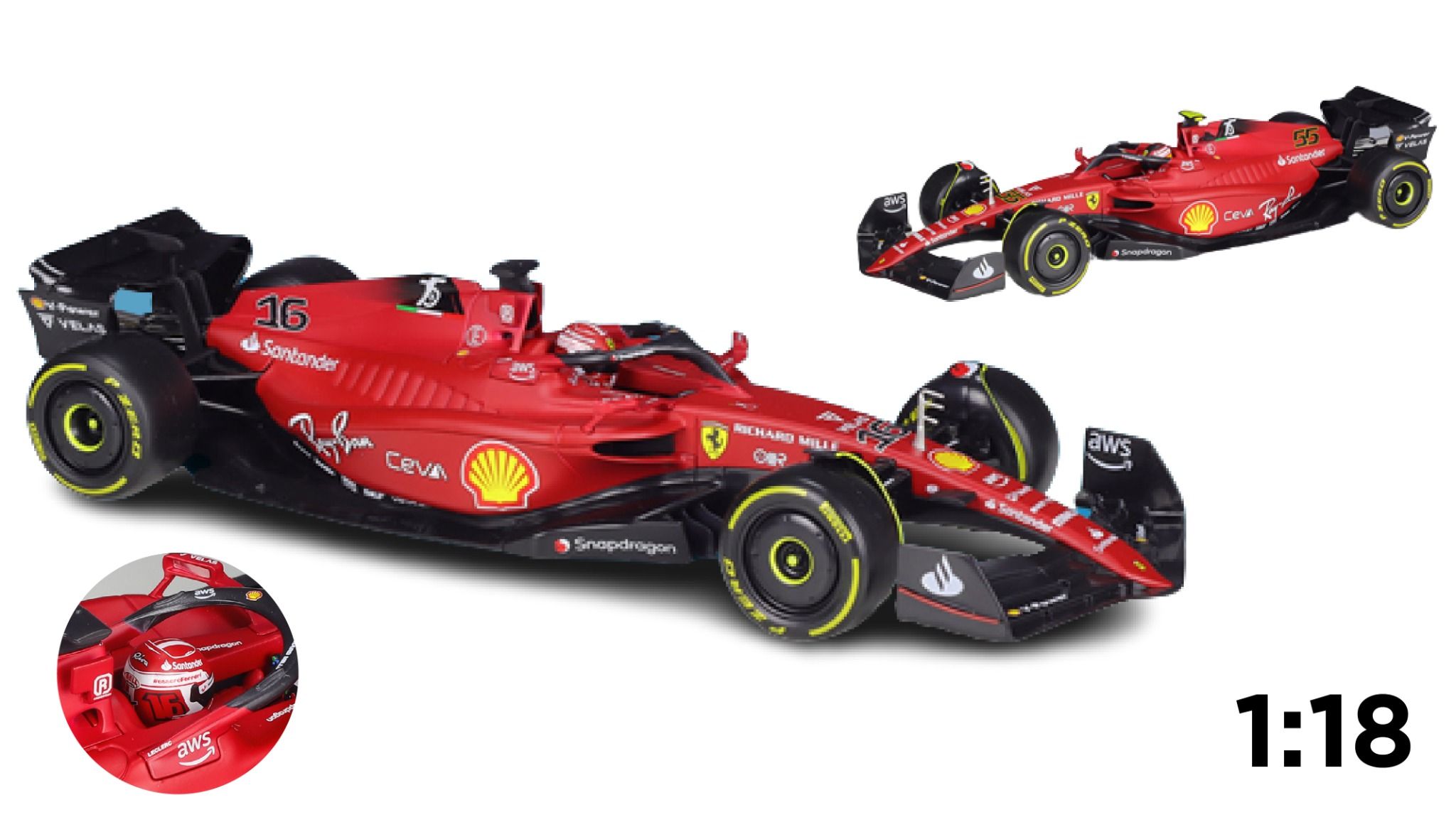  Mô hình xe đua F1-75 Ferrari Formula Racing 2022 tỉ lệ 1:18 Bburago 8115 