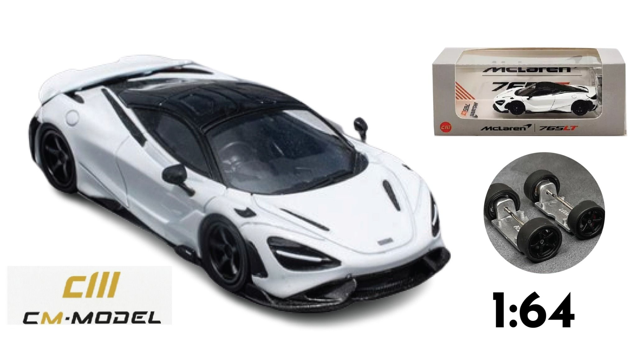  Mô hình Mclaren 765LT tỉ lệ 1:64 CM Model 