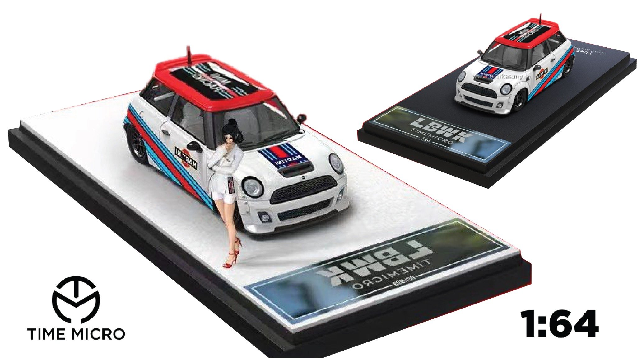  Mô hình xe Mini Cooper Martini racing LBWK Liberty Walk tỉ lệ 1:64 Time micro 