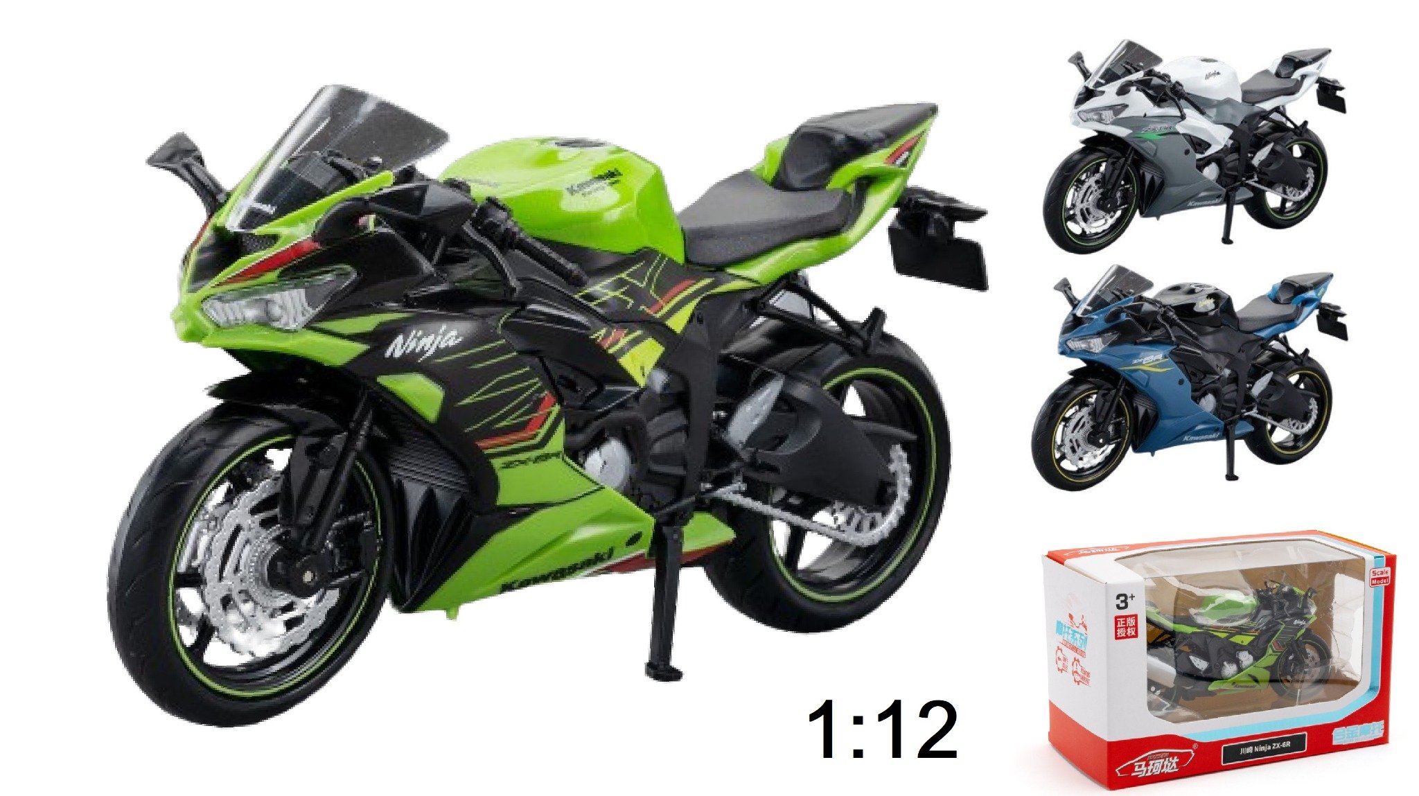  Mô hình xe Kawasaki Ninja ZX-6R 1:12 Makeda Model MT067 