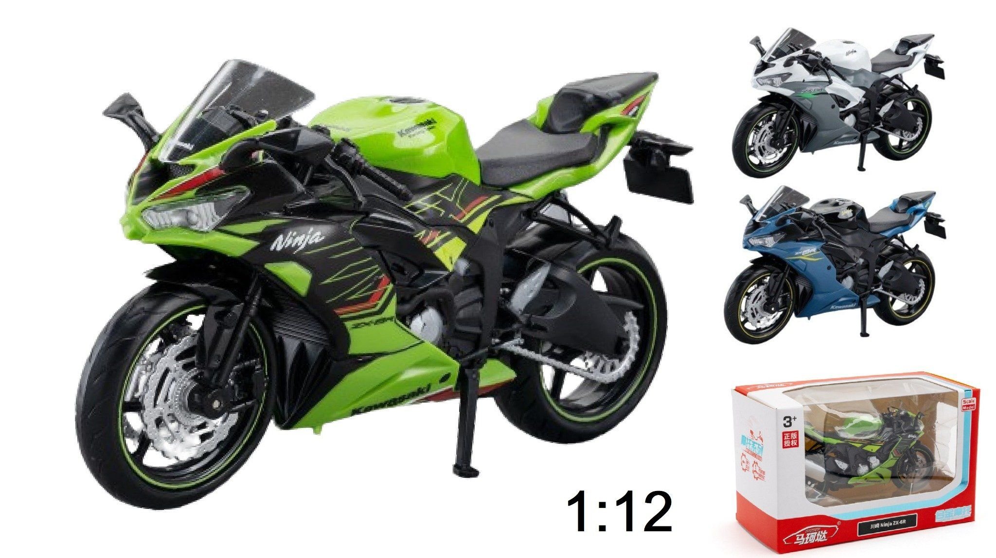 Mô hình xe Kawasaki Ninja ZX-6R 1:12 Makeda Model MT067