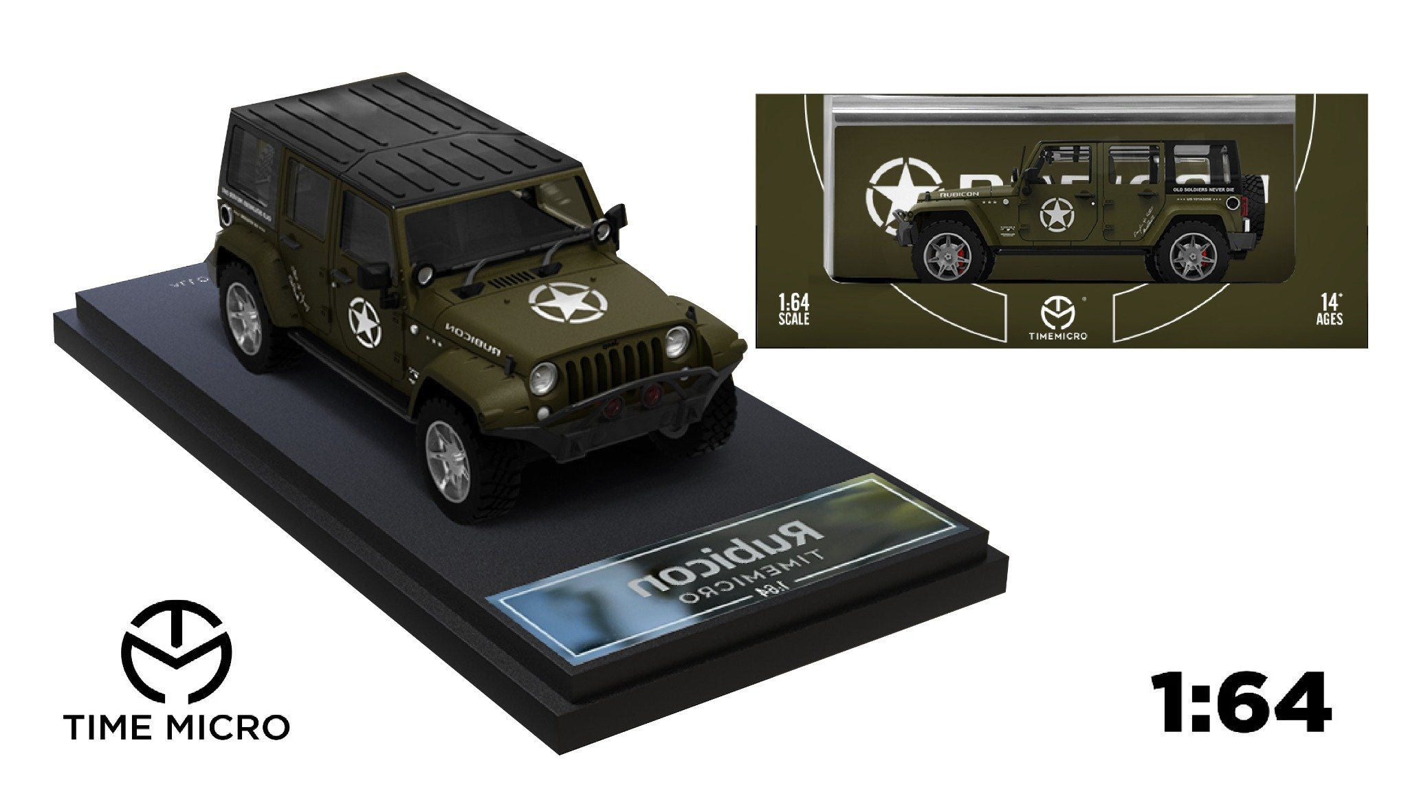  Mô hình xe Jeep Wrangler version armor tỉ lệ 1:64 Time Micro 