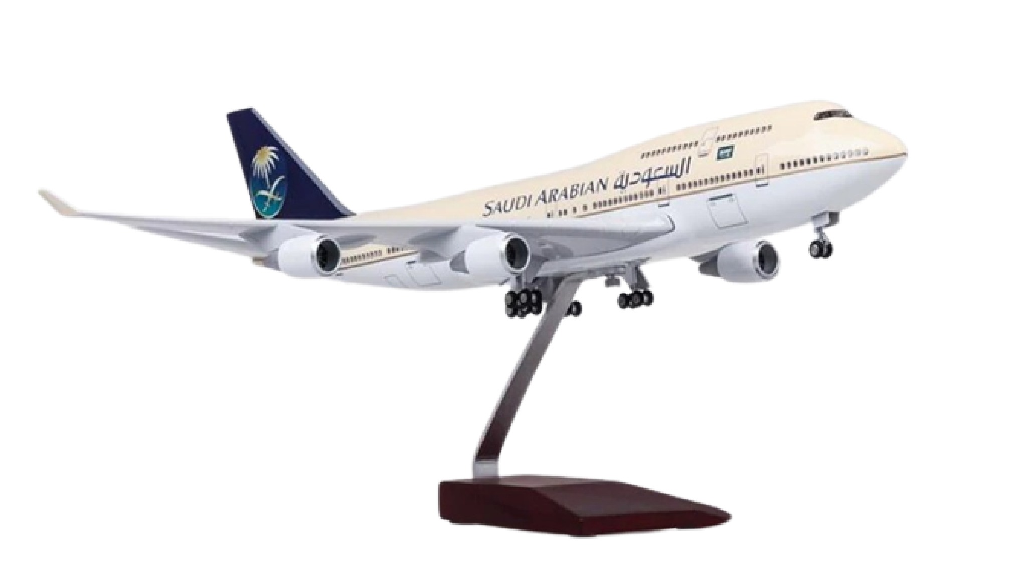  Mô hình máy bay Saudi Arabia Boeing B747-400 Ả Rập 47cm 1:150 có đèn led tự động theo tiếng vỗ tay hoặc chạm MB47018 