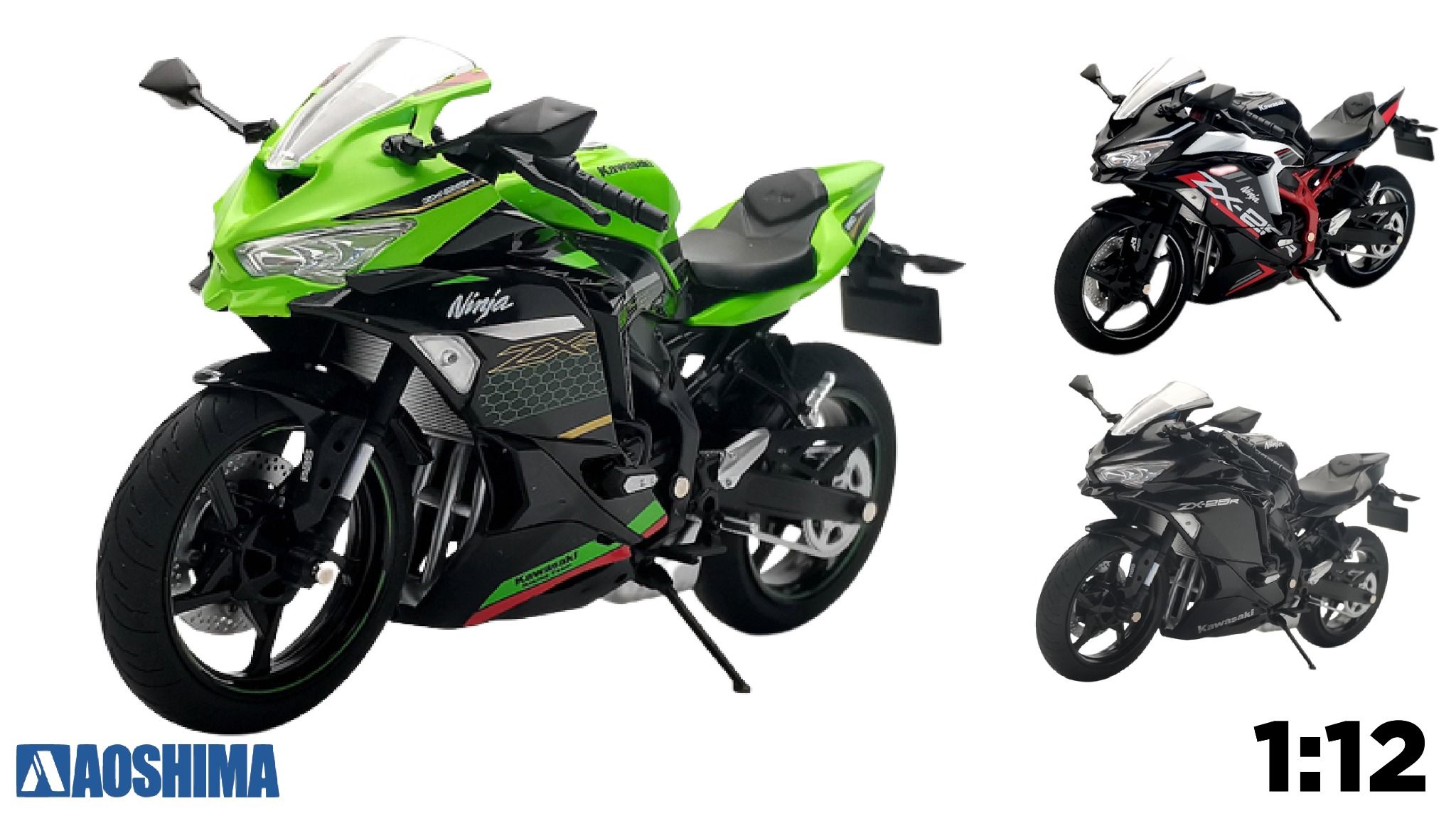  Mô hình xe Kawasaki Ninja ZX25R 2022 tỉ lệ 1:12 Aoshima MT012 