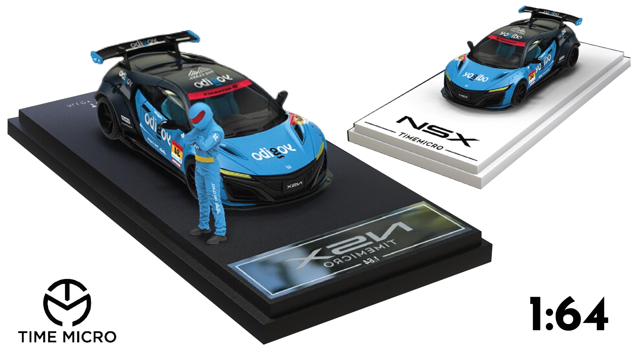  Mô hình xe Honda NSX Yogibo Racing #34 tỉ lệ 1:64 Time Micro 