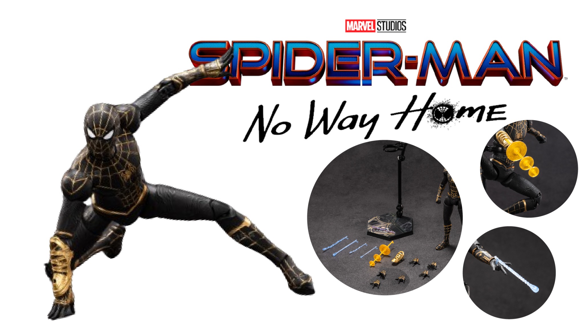  Mô hình nhân vật Marvel người nhện Spider man black suit SHF No way home tỉ lệ 1:10 18CM ZD Toys FG267 