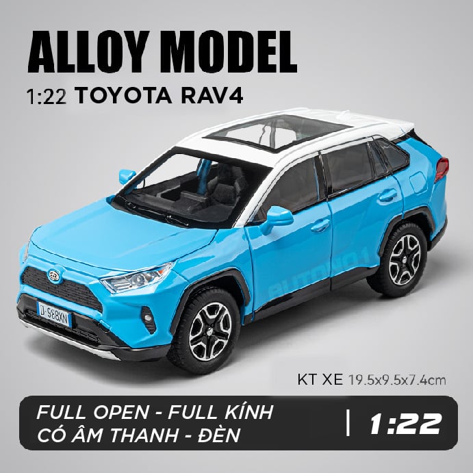  Mô hình xe ô tô Toyota RAV4 full open - full kính - có âm thanh - đèn tỉ lệ 1:22 Jiaye Model OT503 