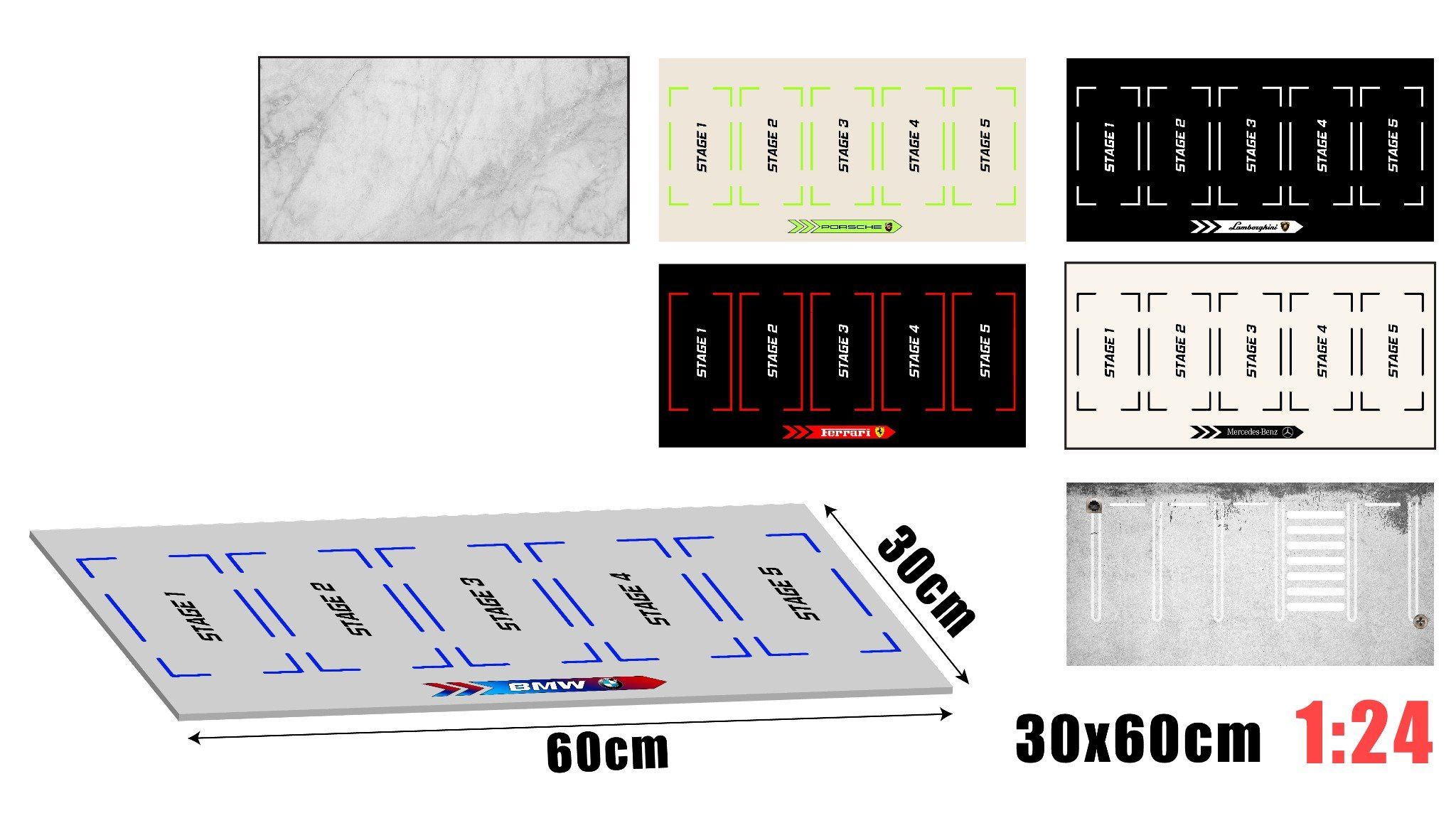  Diorama parking lot - bãi đậu xe ô tô 1 mặt kích thước 30x60cm cho xe mô hình 1:24 Autono1 DR034 