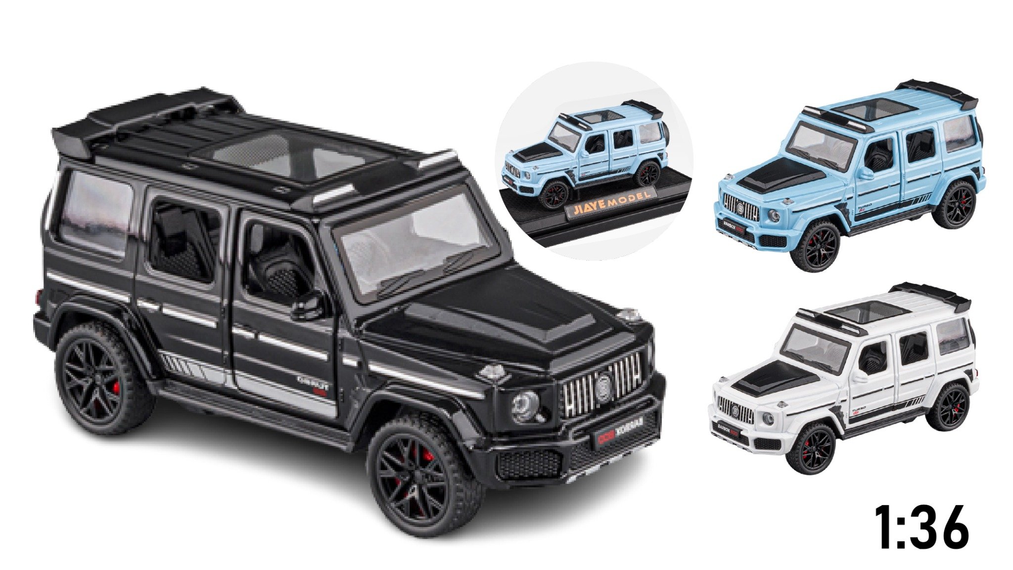  Mô hình xe Mercedes Benz Brabus G800 có đế - có âm thanh - có đèn tỉ lệ 1:36 JIAYE MODEL OT018 