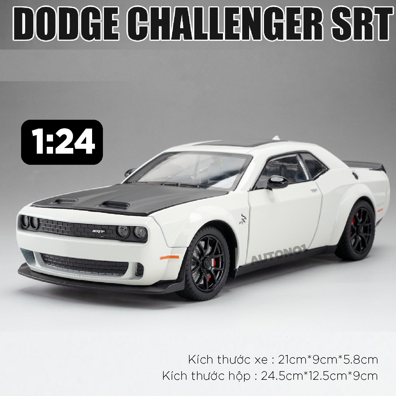  Mô hình xe Dodge Challenger SRT full open - có đèn - âm thanh tỉ lệ 1:24 Chezhi OT528 