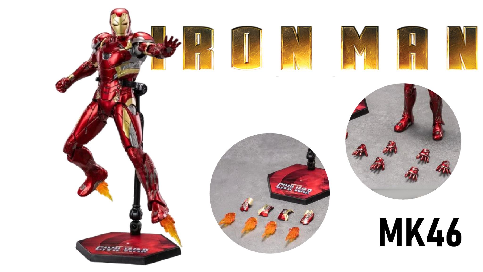  Mô hình nhân vật Marvel Iron man người sắt Iron man MK46 SHF Captain America tỉ lệ 1:10 23CM ZD Toys FG262 