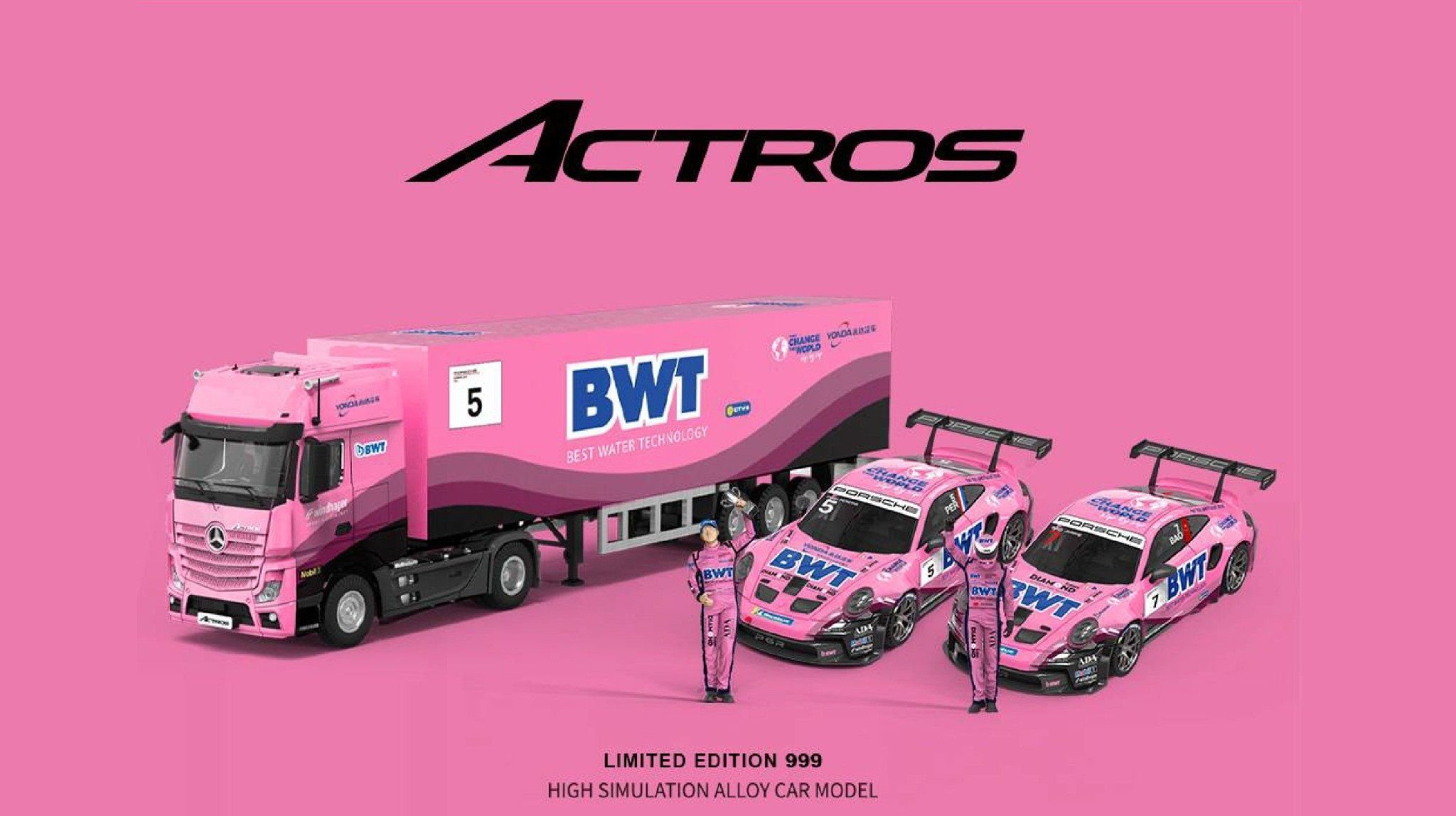  Mô hình xe Mercedes Benz Actros Container Truck YONDA BWT tỉ lệ 1:64 MoreArt & YONDA MD646729 