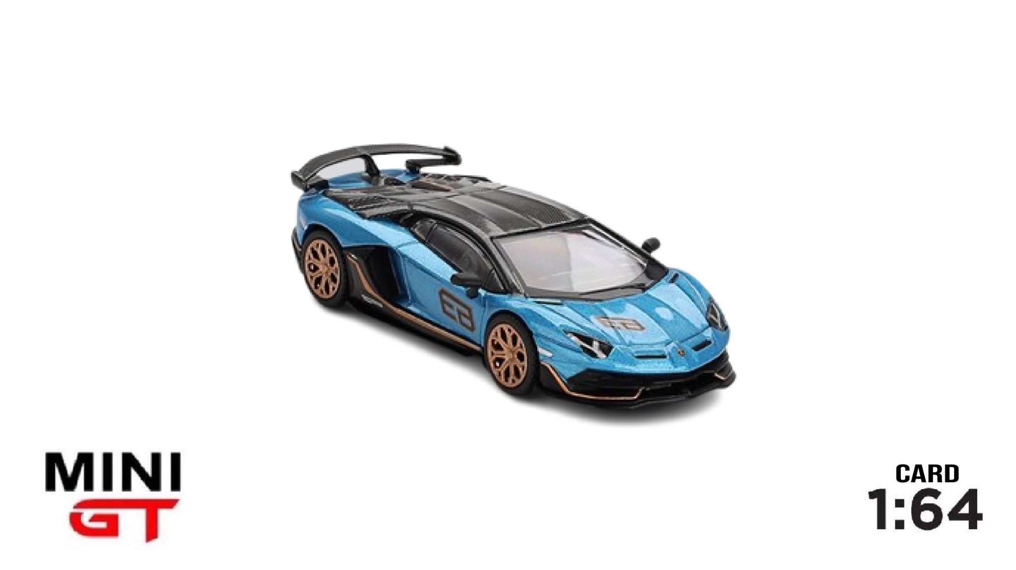  Mô hình xe Lamborghini Aventador SVJ 63 Blu Aegir bản card tỉ lệ 1:64 MiniGT MGT00784-BL 