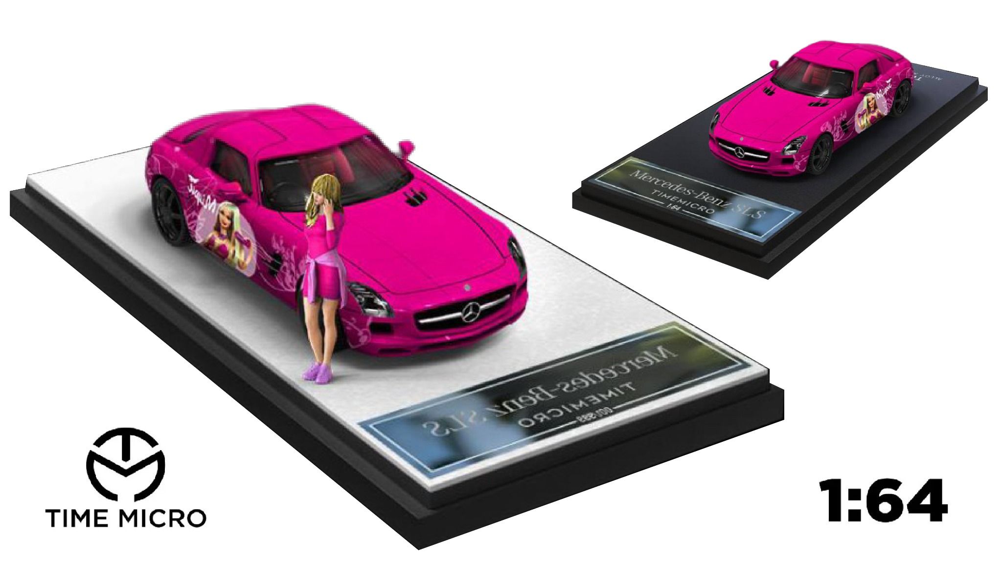  Mô hình xe Mercedes Benz SLS pink tỉ lệ 1:64 Time micro 