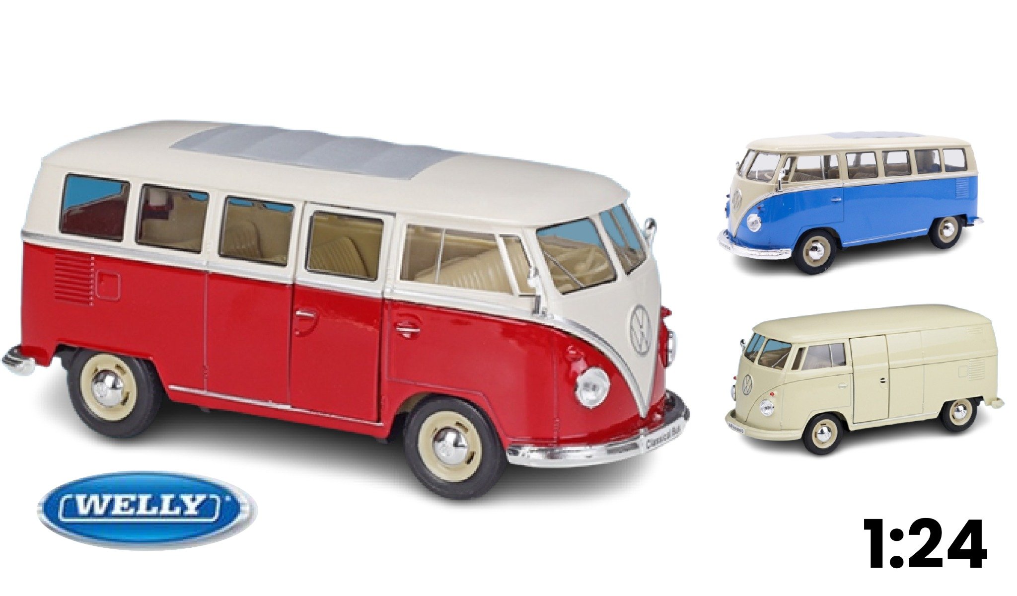  Mô hình xe Volkswagen T1 Bus 1963 1:24 Welly 7823 