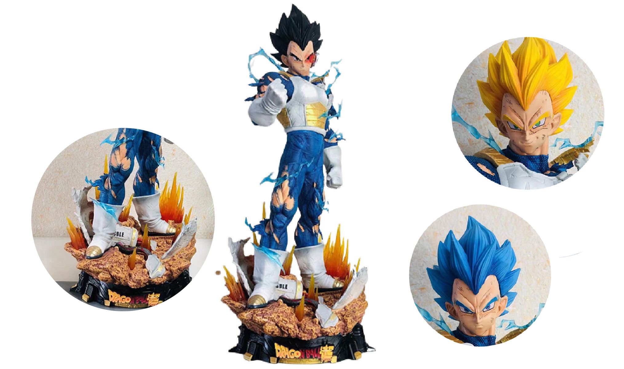  Mô hình nhân vật Dragonball Vegeta super saiyan có đế và 3 đầu thay thế 51cm FG246 