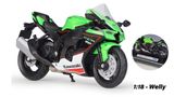  Mô hình xe Kawasaki Ninja ZX10-R 2021 green tỉ lệ 1:18 Welly MT005 