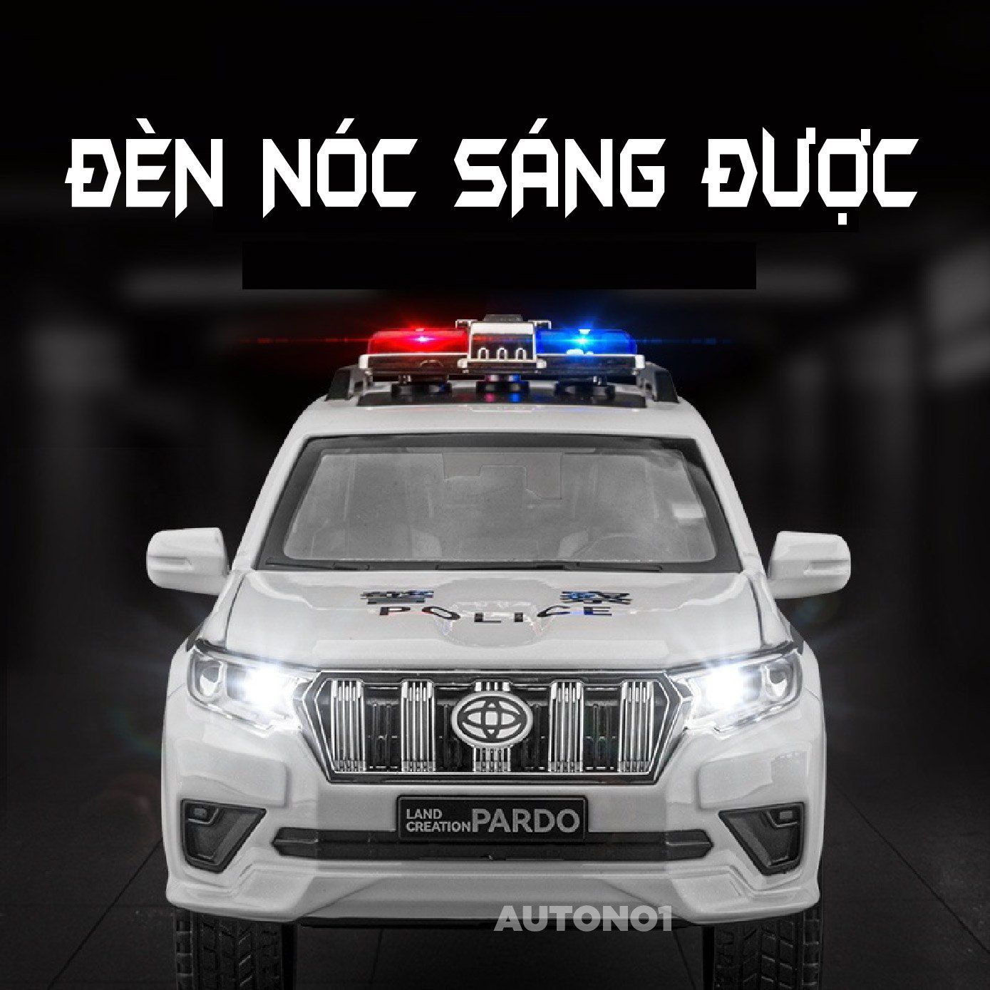  Mô hình xe Toyota Prado police có đèn có âm thanh tỉ lệ 1:24 Alloy OT429 