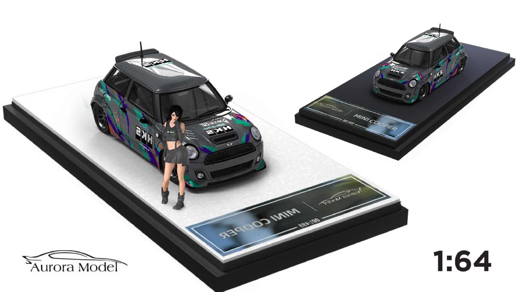  Mô hình xe Mini Cooper HKS racing tỉ lệ 1:64 Aurora Model 