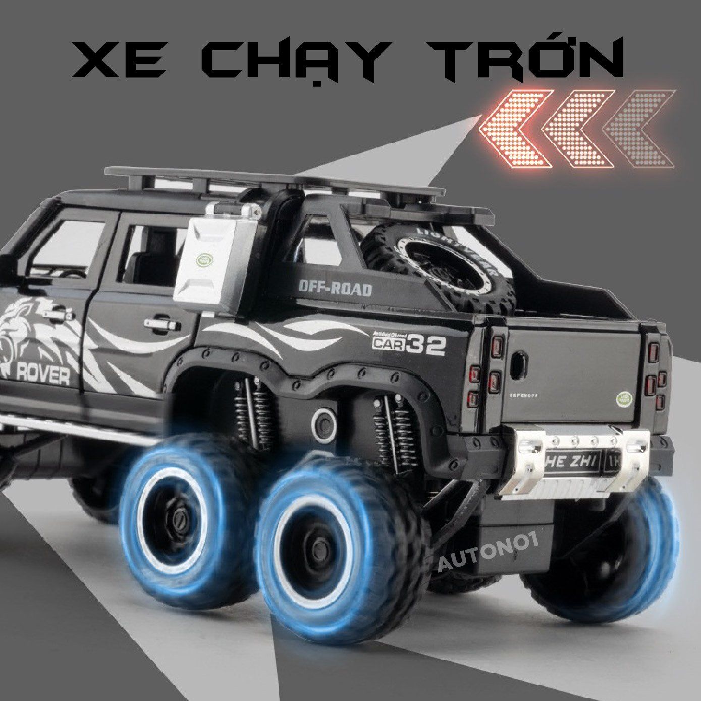  Mô hình xe Land Rover Defender 6x6 Offroad có đèn có âm thanh tỉ lệ 1:24 Chezhi OT430 