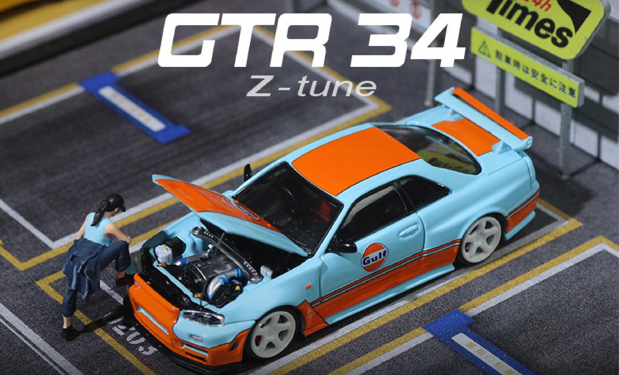  Mô hình xe ô tô Nissan GTR34 Gulf Limited Edition tỉ lệ 1:64 Time micro TM643414 