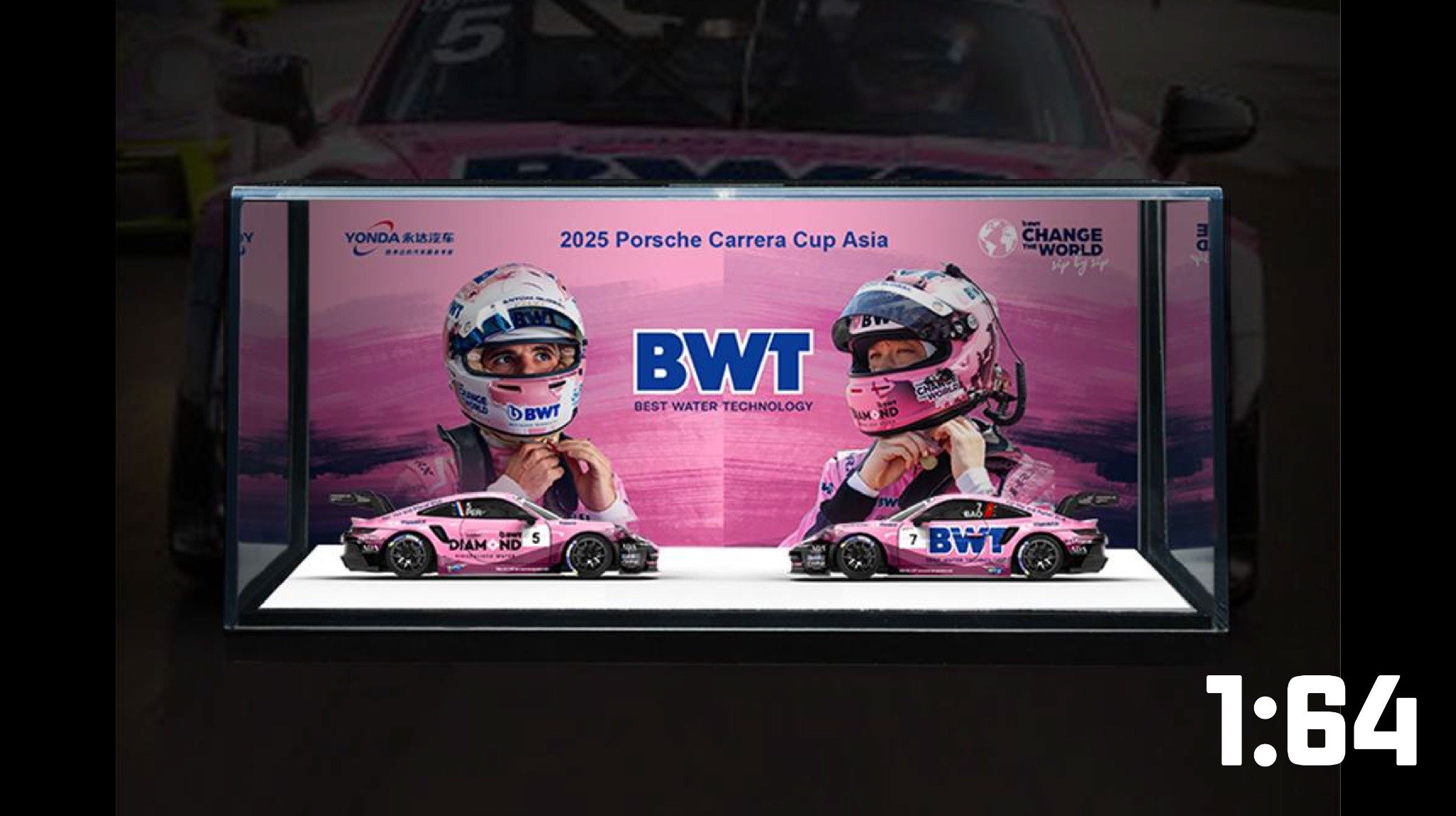  Mô hình xe Set 2 Porsche 911 GT3 CUP(992) BWT Racing #7 - #5 Dylan Pereira - Bao Jinglong tỉ lệ 1:64 MoreArt & YONDA MD647306 