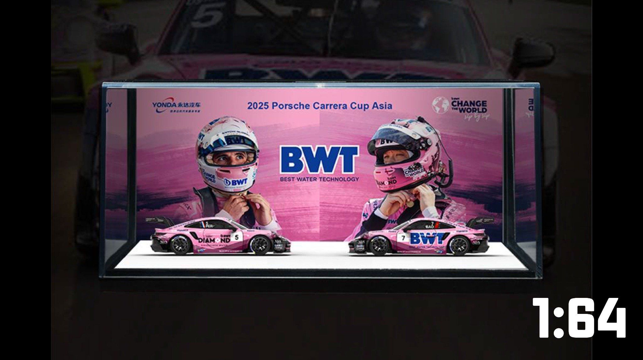  Mô hình xe Set 2 Porsche 911 GT3 CUP(992) BWT Racing #7 - #5 Dylan Pereira - Bao Jinglong tỉ lệ 1:64 MoreArt & YONDA MD647306 