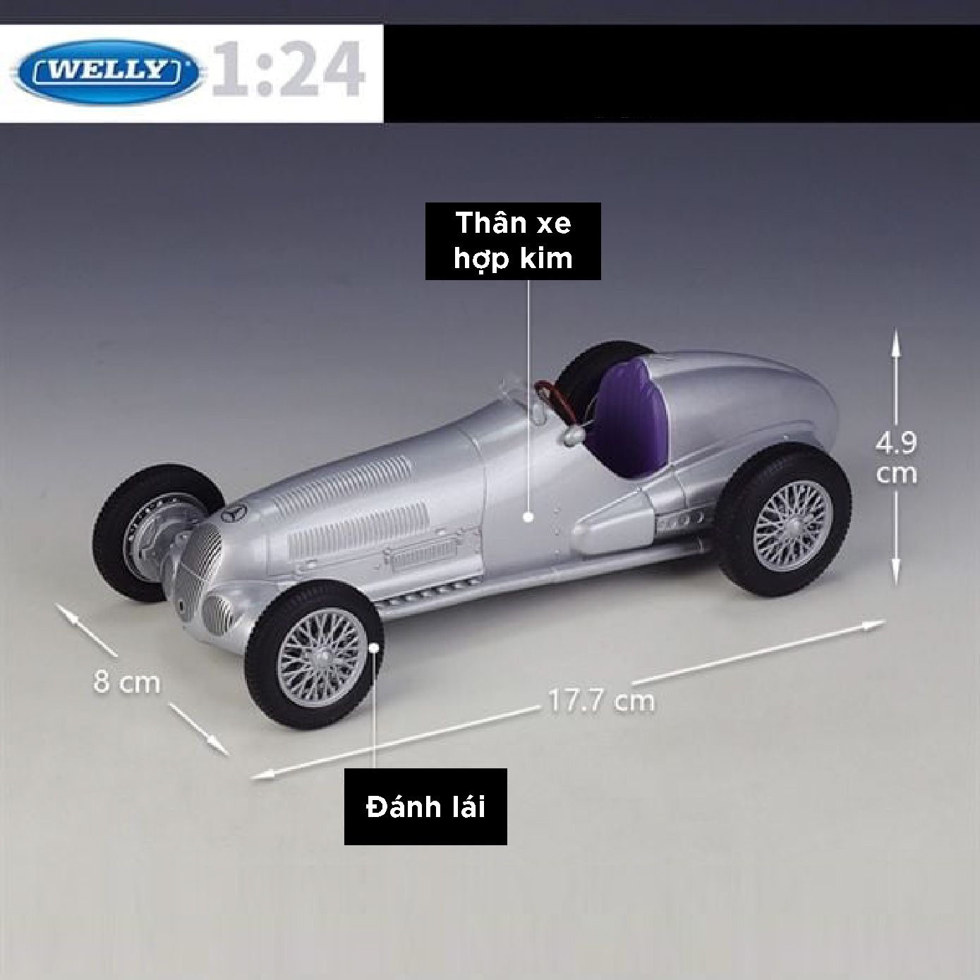  Mô hình xe cổ Mercedes Benz W125 1937 1:24 Welly OT056 