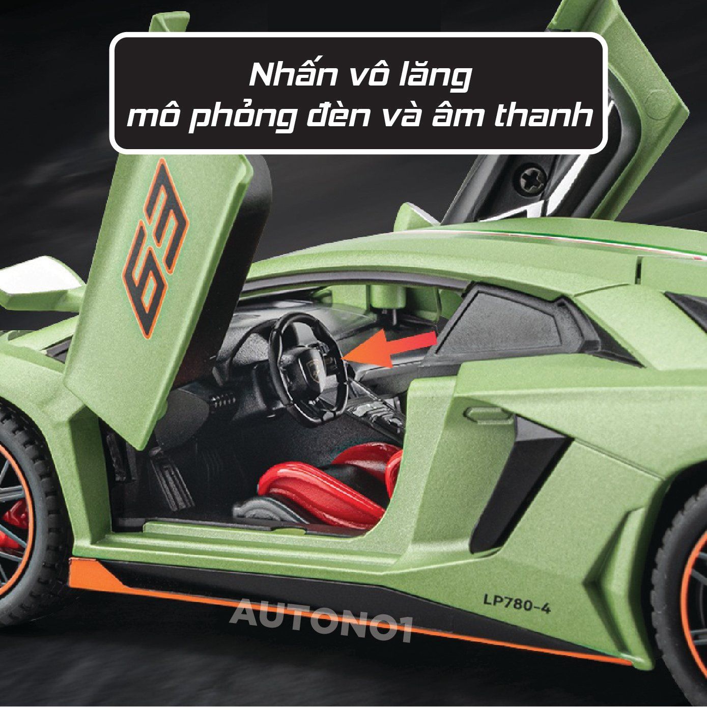  Mô hình xe Lamborghini LP780 Svj tỉ lệ 1:22 Alloy Model OT424 