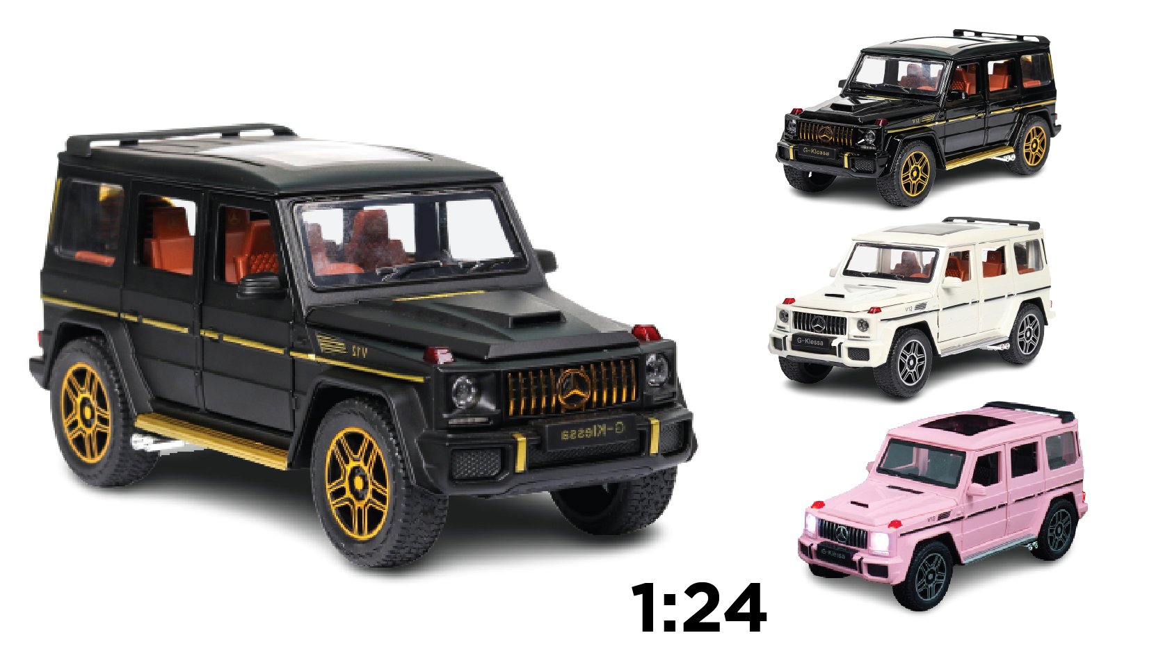  Mô hình xe Mercedes G-Klessa G63 V12 full open 1:24 Chezhi 7888 