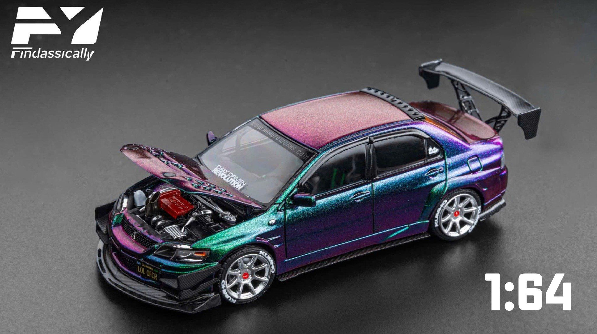  Mô hình xe Mitsubishi Lancer Evolution IX Chameleon chrome tỉ lệ 1:64 FY FinClassically model OT64450 