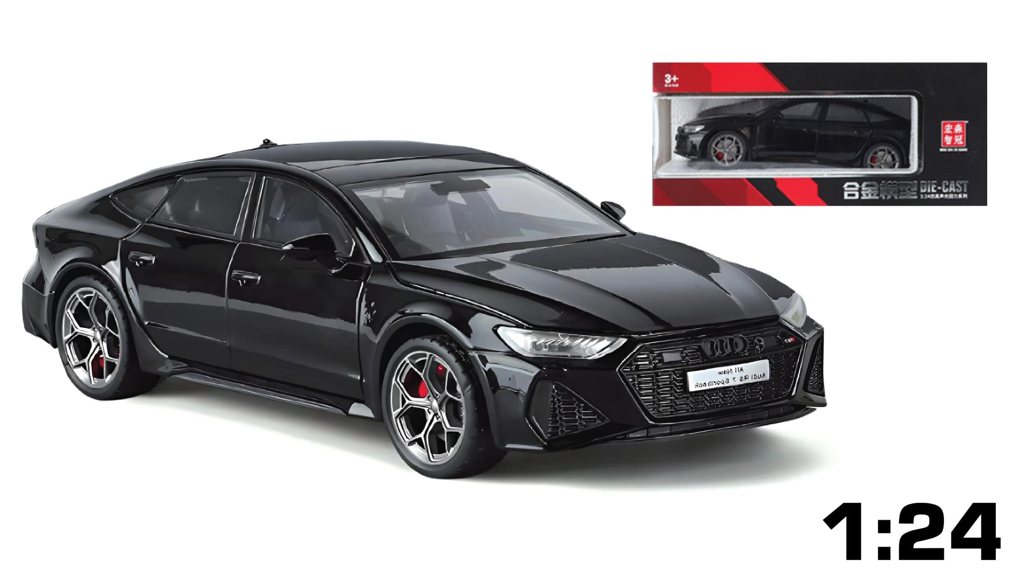  Mô hình xe Audi RS7 full open - full kính - đánh lái được tỉ lệ 1:24 Henteng model OT24066 