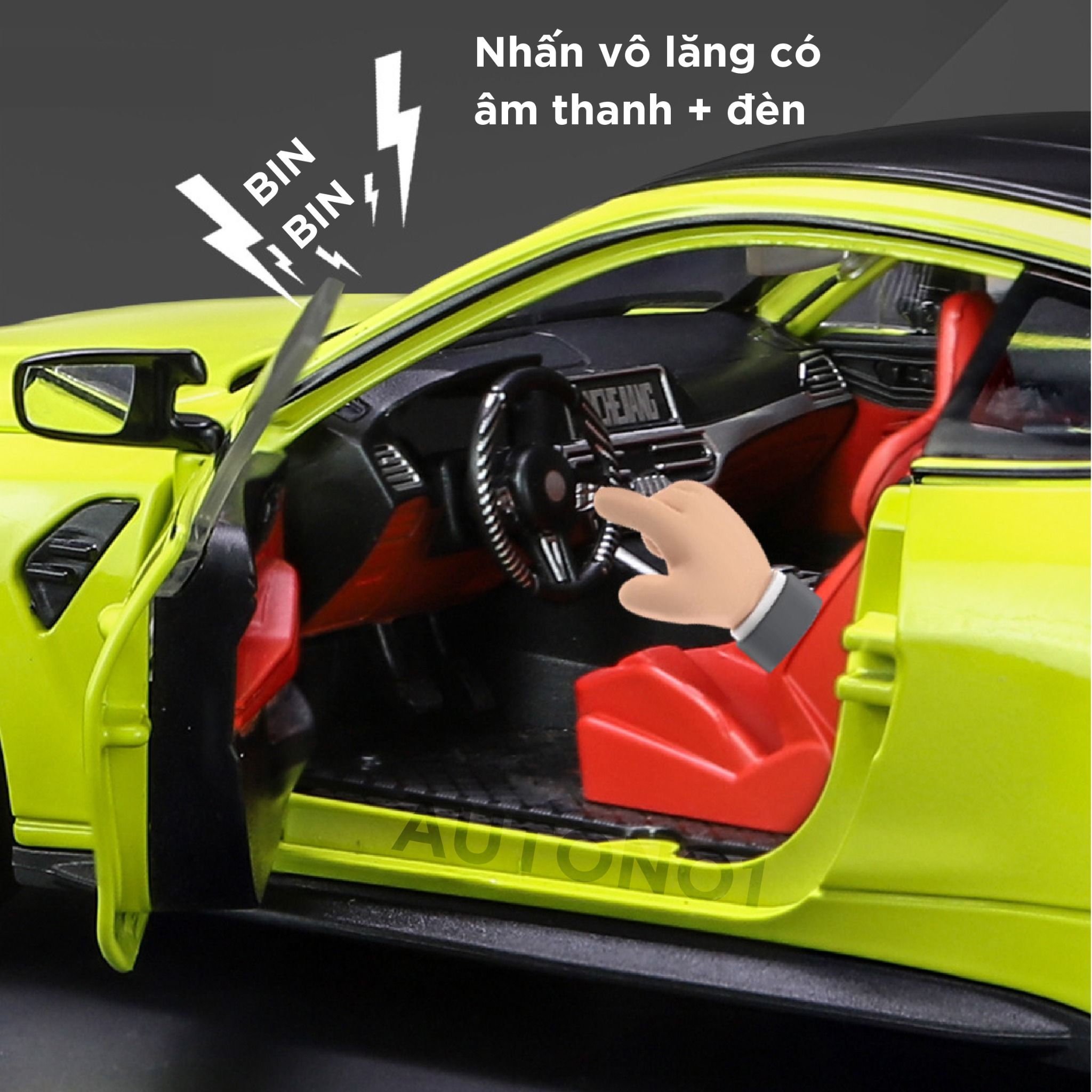  Mô hình xe BMW M4 2024 full open - đánh lái - có đèn - âm thanh full kính tỉ lệ 1:24 Alloy model OT573 