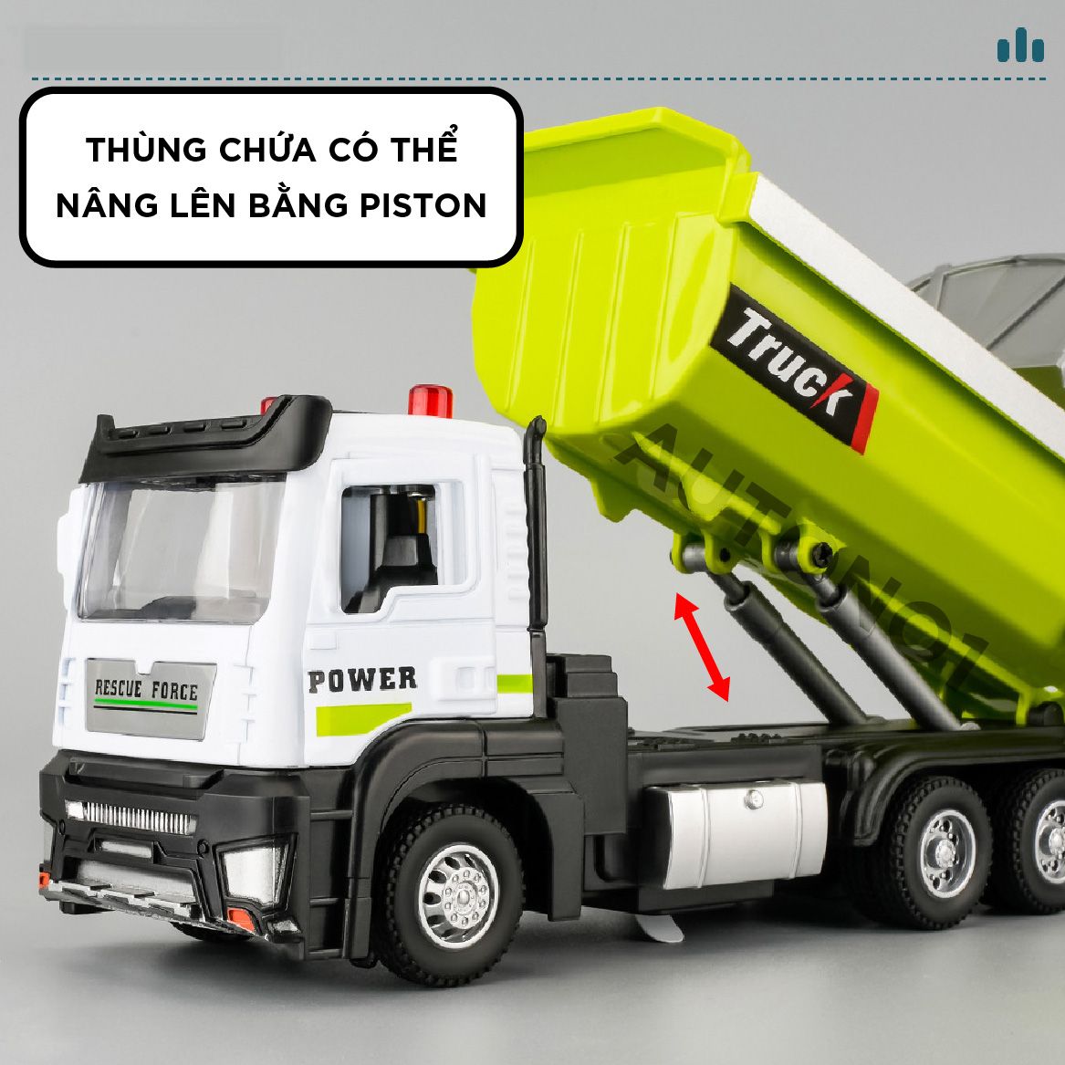  Bộ mô hình xe công trình 2 chiếc gồm xe ben chở đá và xe xúc đất 6 bánh có âm thanh - đèn tỉ lệ 1:32 Ty model OT484 