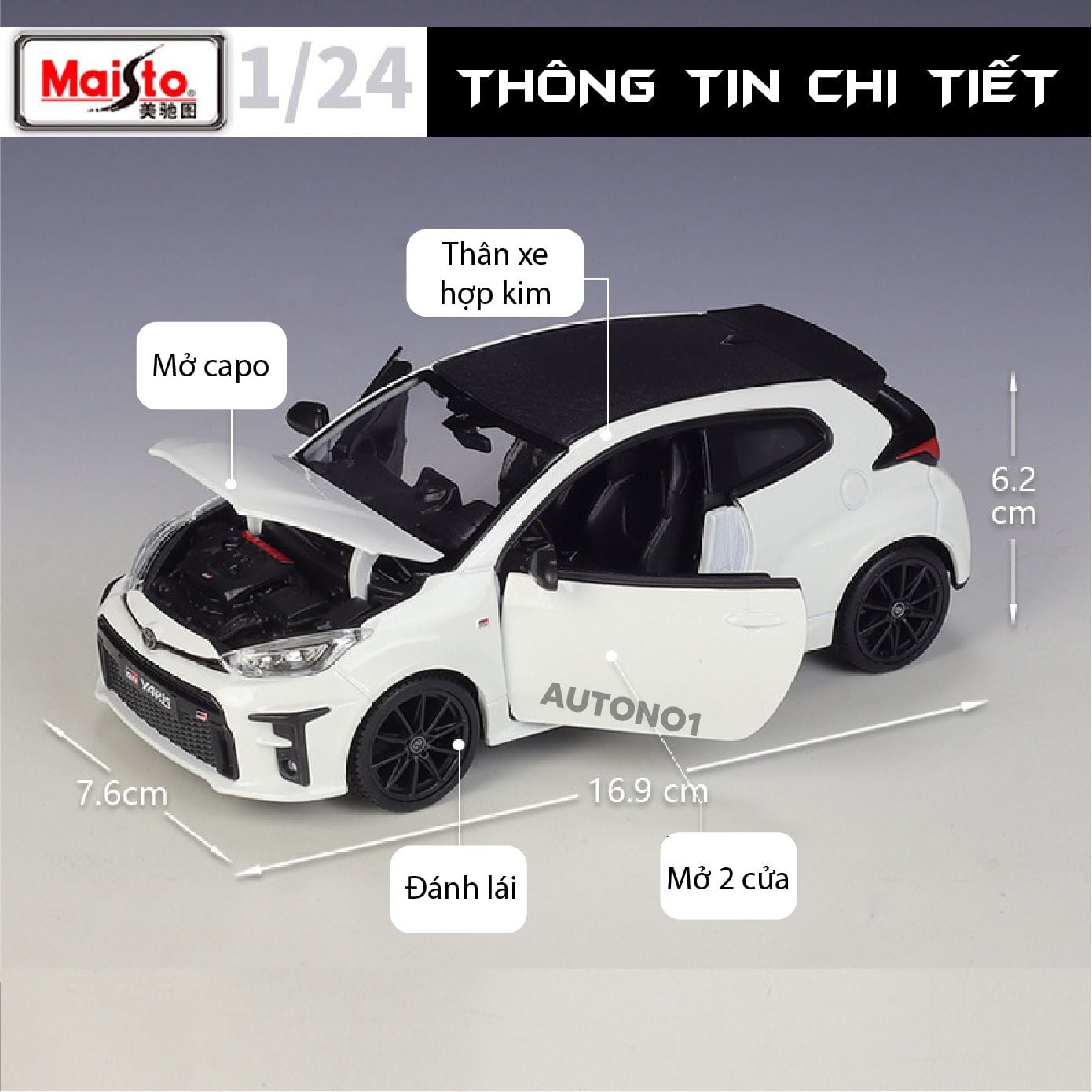  Mô hình xe Toyota Yaris GR tỉ lệ 1:24 Maisto OT556 