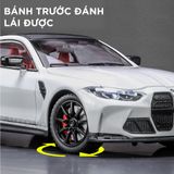  Mô hình xe BMW M4 2024 full open - đánh lái - có đèn - âm thanh full kính tỉ lệ 1:24 Alloy model OT573 
