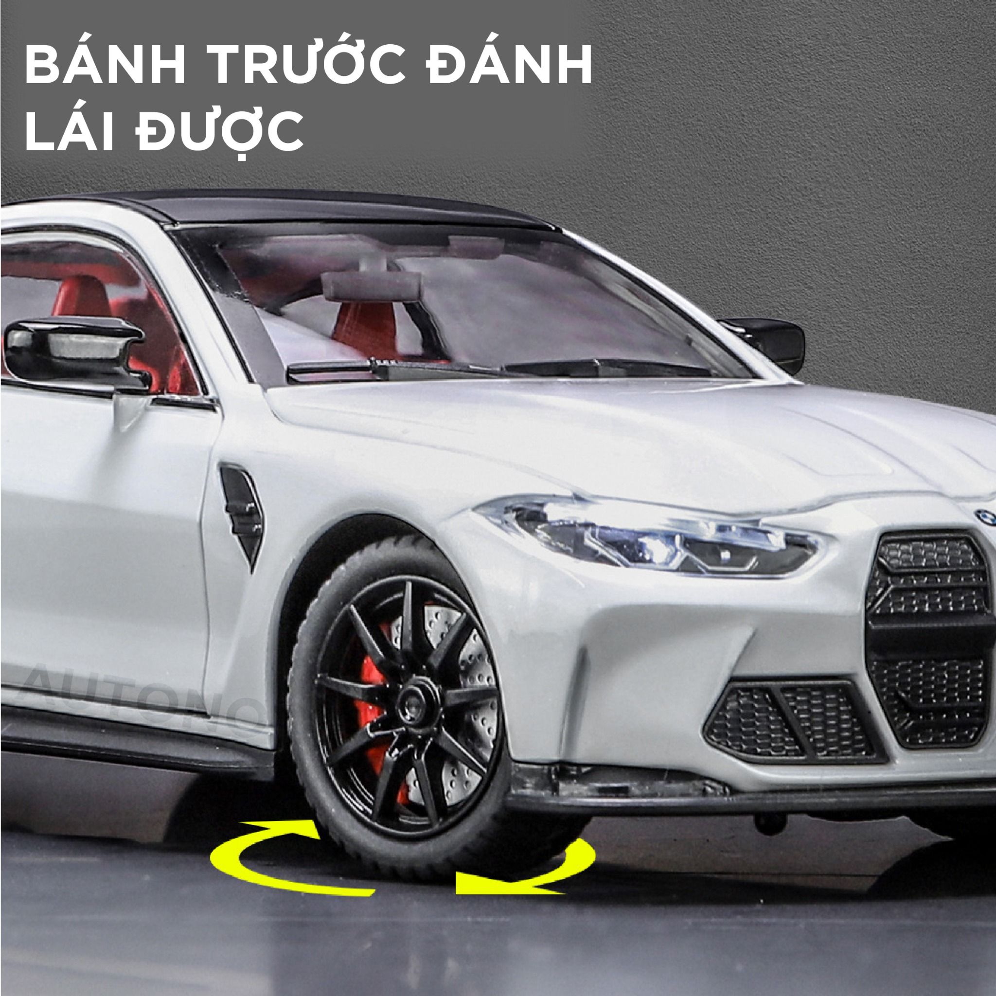  Mô hình xe BMW M4 2024 full open - đánh lái - có đèn - âm thanh full kính tỉ lệ 1:24 Alloy model OT573 