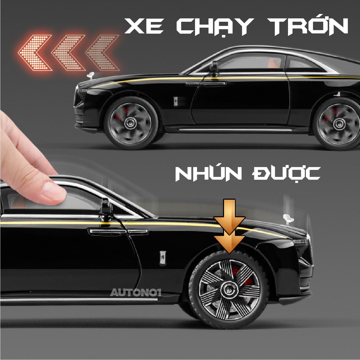  Mô hình xe Rolls Royce Spectre full open - có đèn - âm thanh tỉ lệ 1:24 Chezhi OT533 