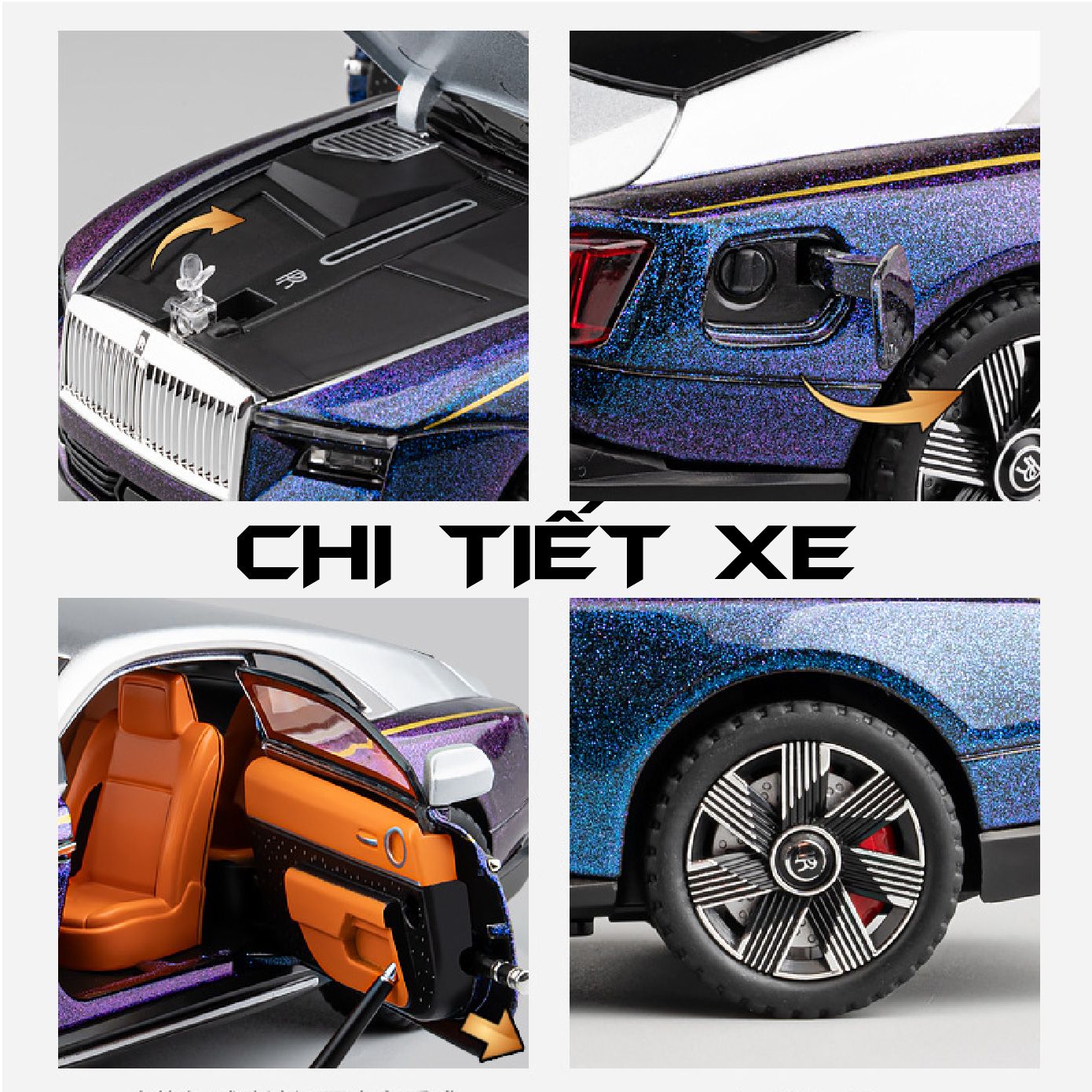  Mô hình xe Rolls Royce Spectre full open - có đèn - âm thanh tỉ lệ 1:24 Chezhi OT533 