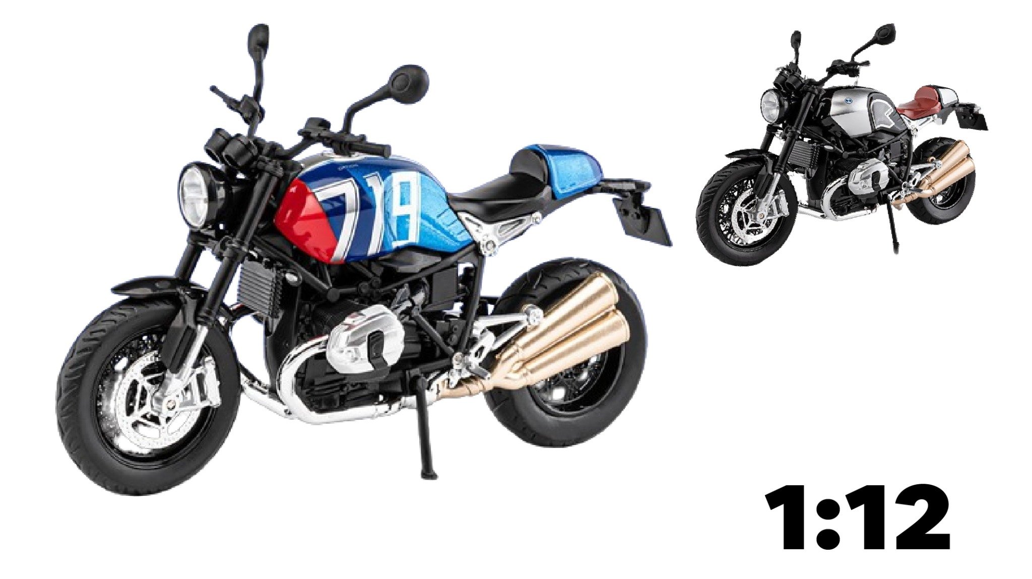  Mô hình xe BMW R9T R nine T có đế-ben nâng tỉ lệ 1:12 Jiaye Model MT091 