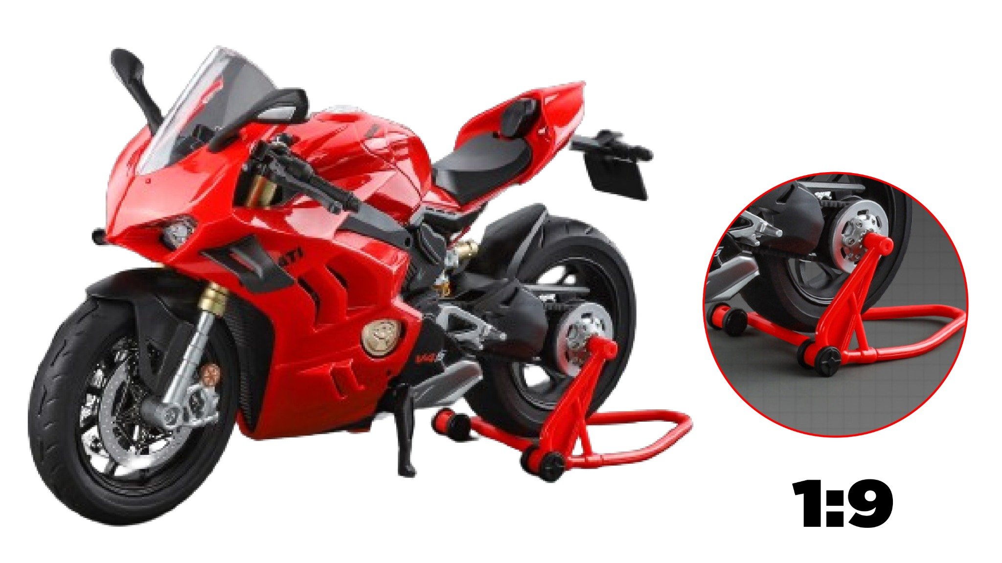  Mô hình mô tô Ducati V4S có âm thanh - đèn - ben nâng tỉ lệ 1:9 Alloy Model MT087 