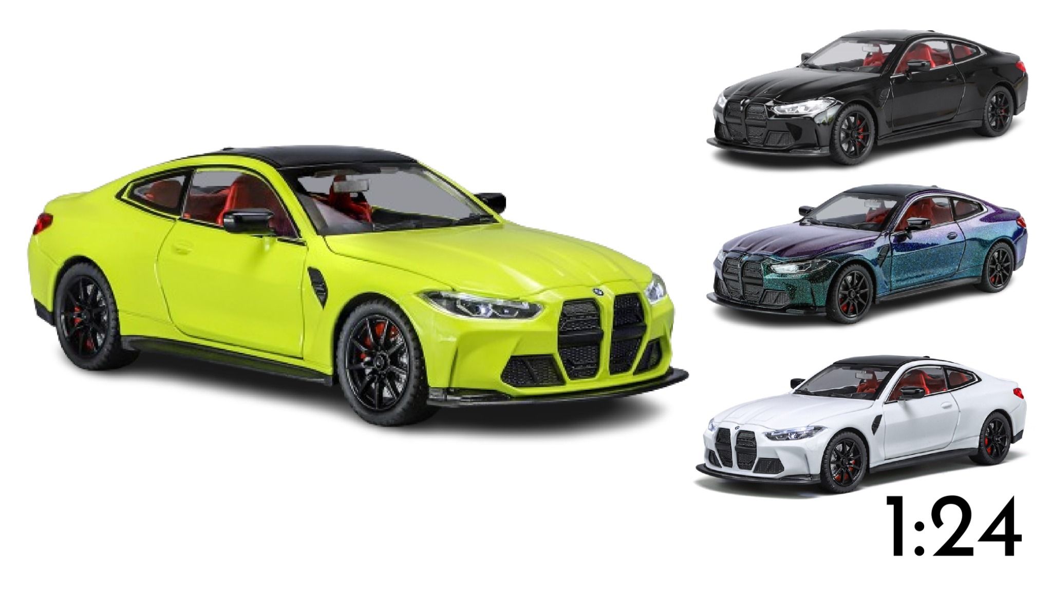  Mô hình xe BMW M4 2024 full open - đánh lái - có đèn - âm thanh full kính tỉ lệ 1:24 Alloy model OT573 