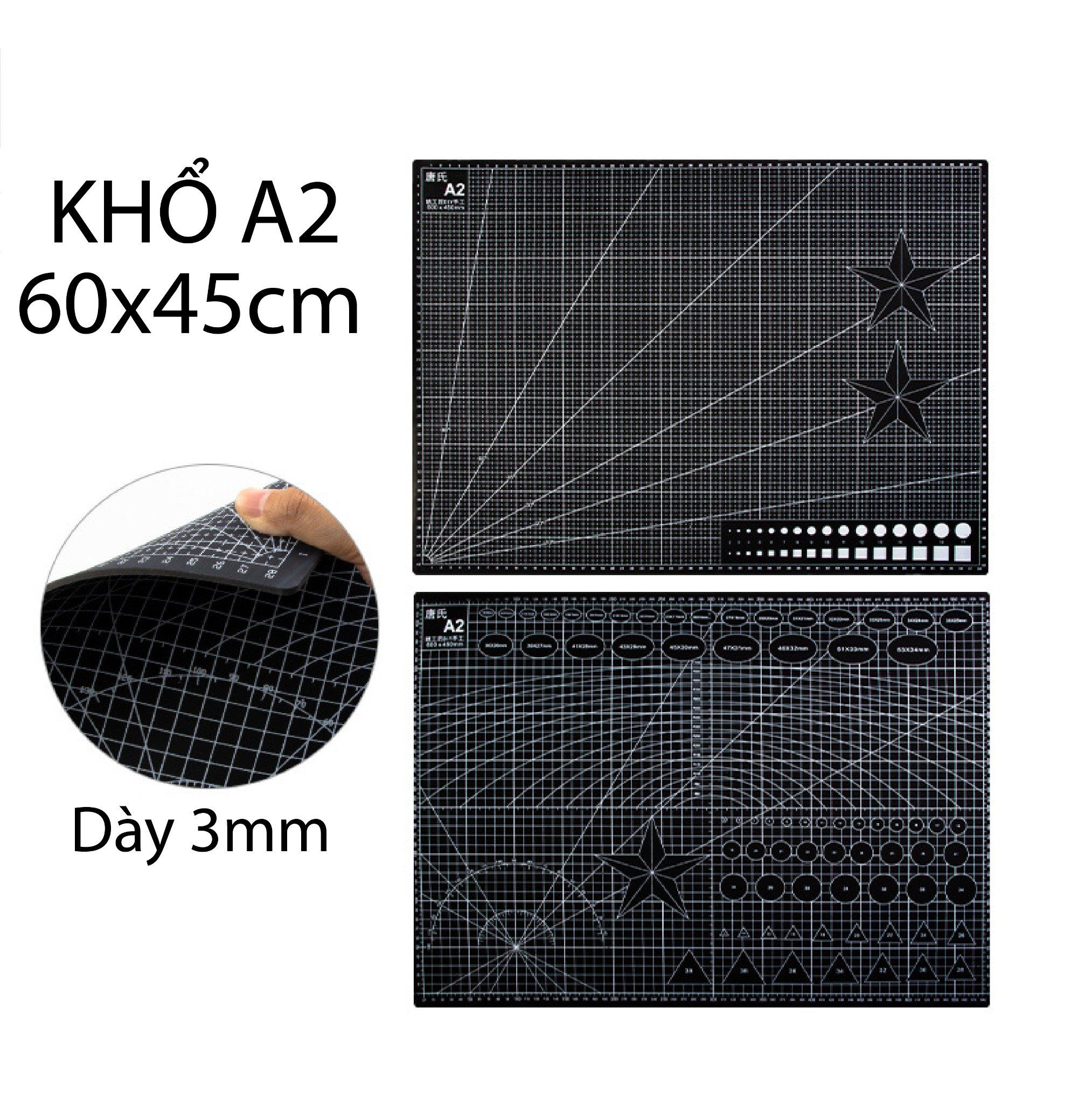  Bảng lót cắt 5 lớp cutting mat A4 A3 A2 cao su tự liền màu đen PK431 