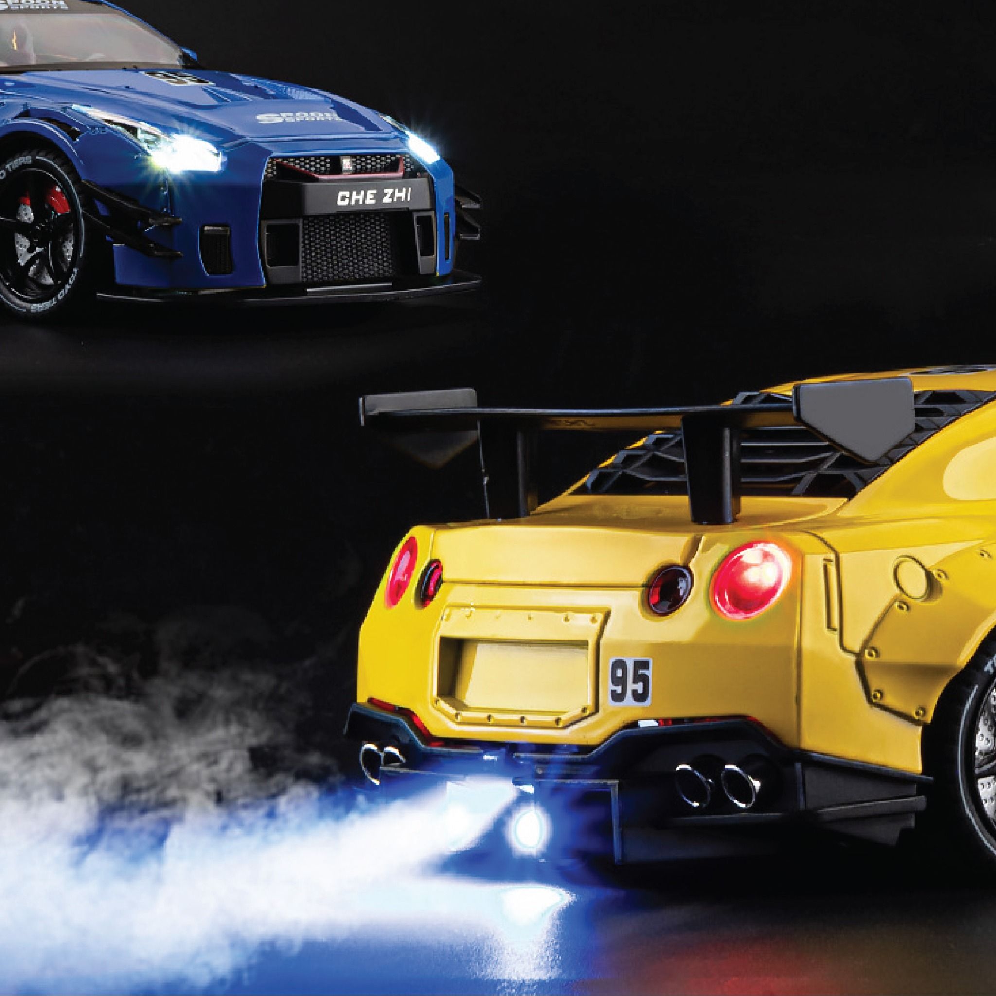  Mô hình xe Nissan GTR R35 Racing full open - phun khói - có đèn - âm thanh tỉ lệ 1:24 Chezhi 1901-412 