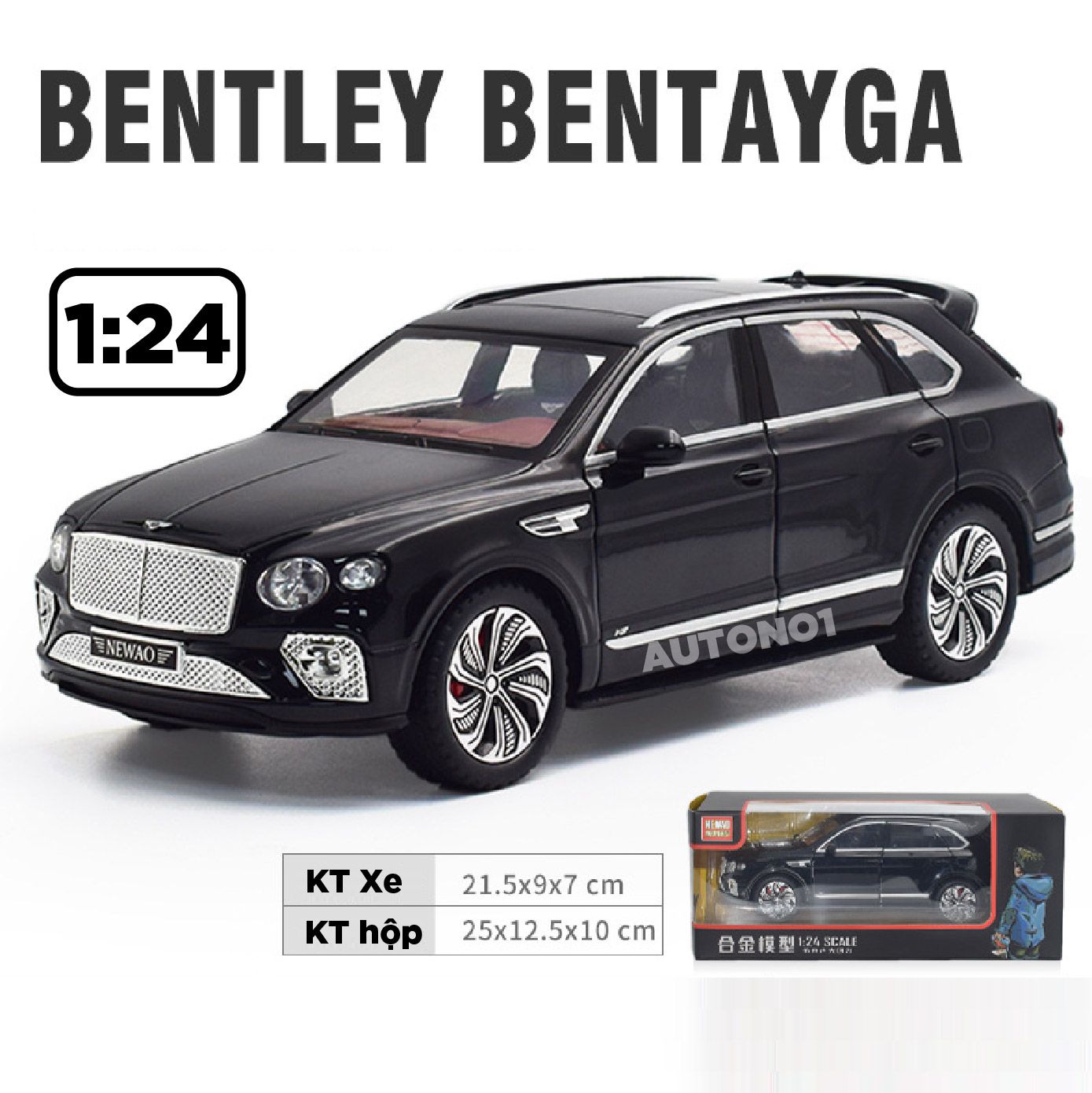  Mô hình xe Bentley Bentayga 2020 đánh lái được tỉ lệ 1:24 Newao OT457 