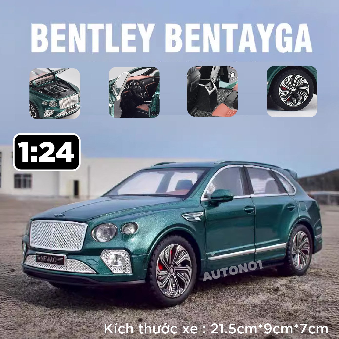  Mô hình xe Bentley Bentayga 2020 đánh lái được tỉ lệ 1:24 Newao OT457 
