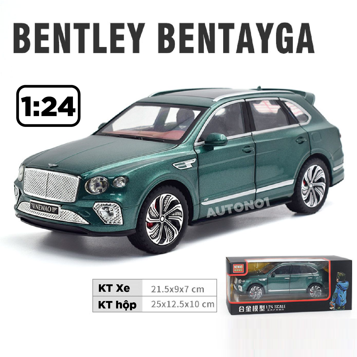  Mô hình xe Bentley Bentayga 2020 đánh lái được tỉ lệ 1:24 Newao OT457 