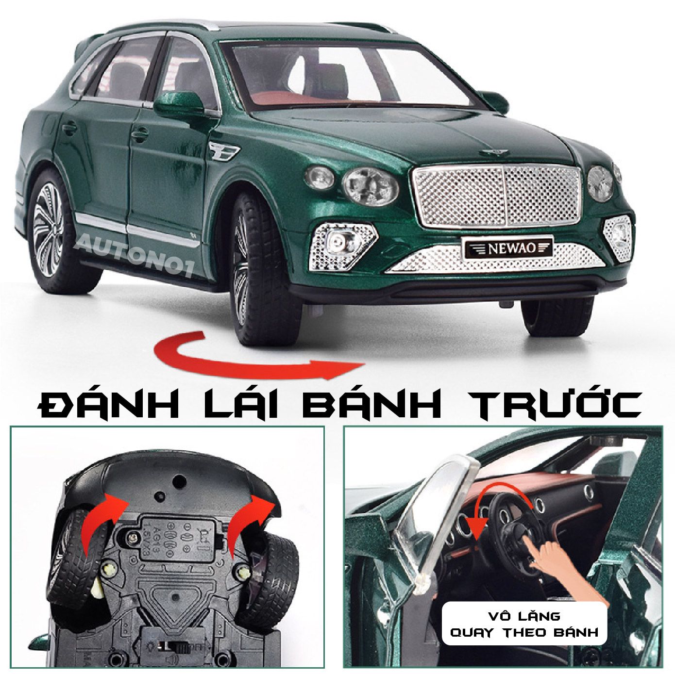  Mô hình xe Bentley Bentayga 2020 đánh lái được tỉ lệ 1:24 Newao OT457 
