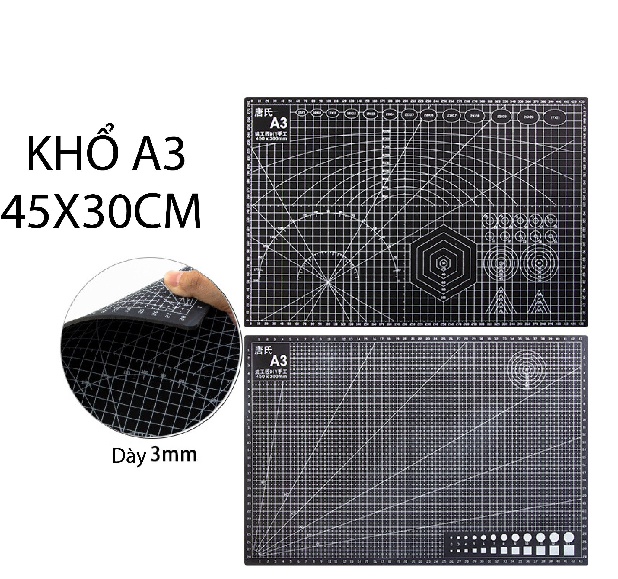  Bảng lót cắt 5 lớp cutting mat A4 A3 A2 A1 cao su tự liền màu đen PK431 