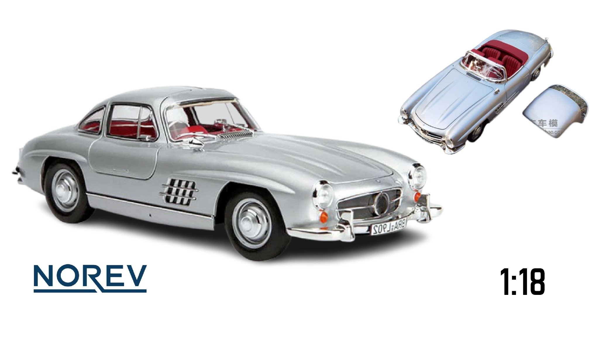  Mô hình xe Mercedes Benz 300SL 1954 Silver 1:18 Norev OT066 